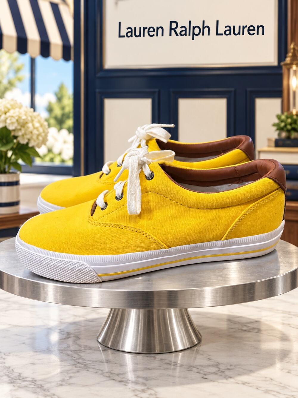 Lauren Ralph Lauren Veeta Yellow Lace-Up Sneakers 10B